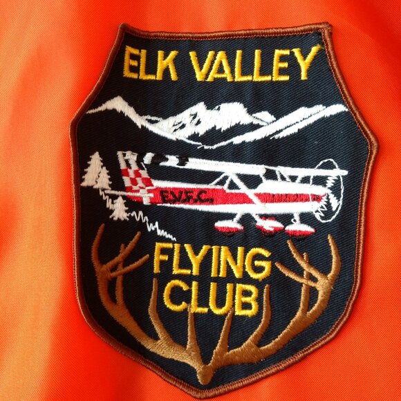 Vintage Elk Valley Flying Club Nylon Snap Jacket 52" Chest Orange - Picture 2 of 9